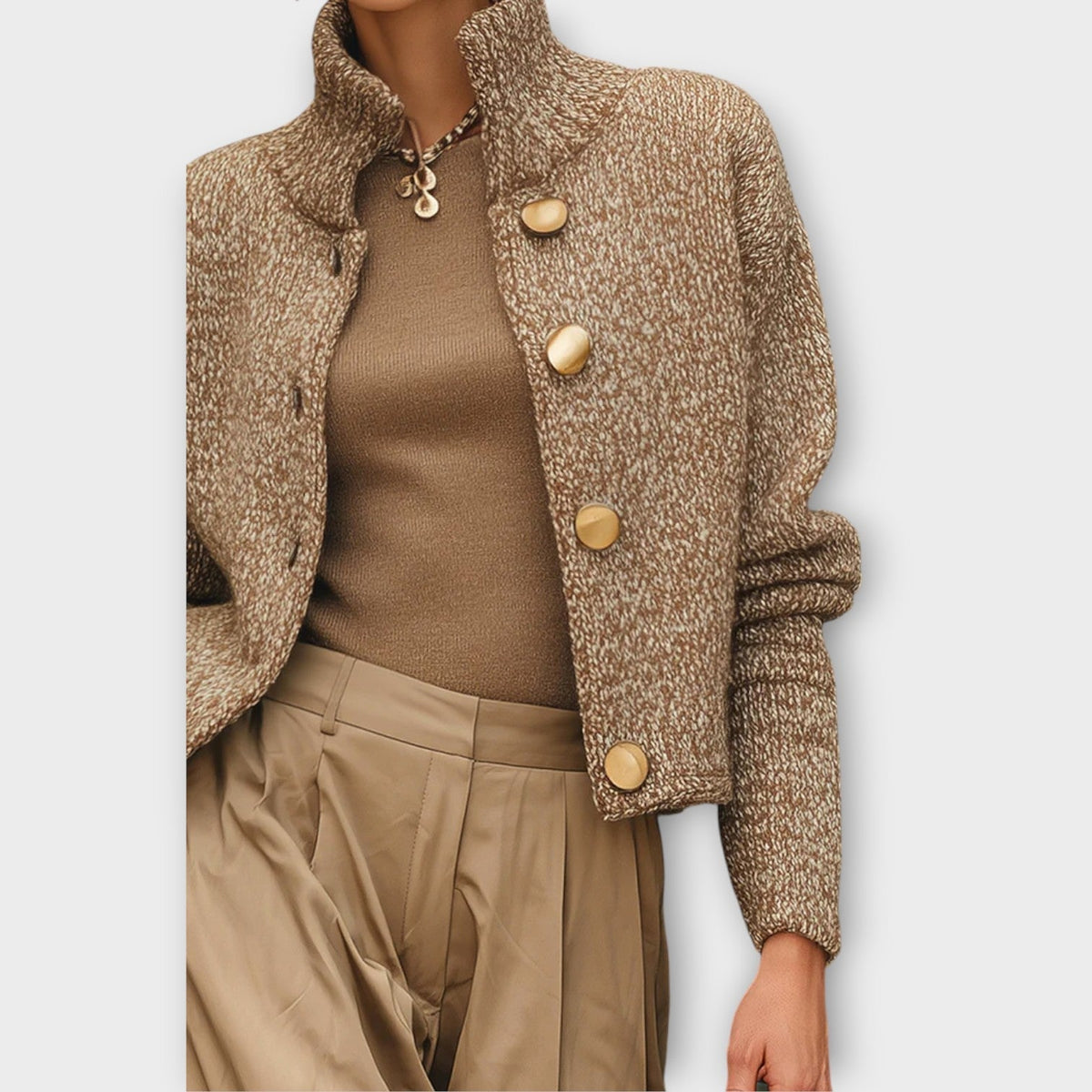 Giacca in Maglia Testurizzata con Bottoni Luxe