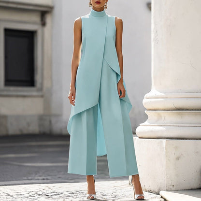 Valentina | Tuta Elegante con Top Drappeggiato a Collo Alto