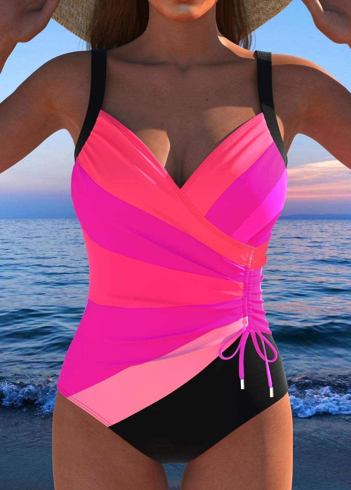 Mercedes | Costume da bagno di lusso con scollatura incrociata e stampa multicolore