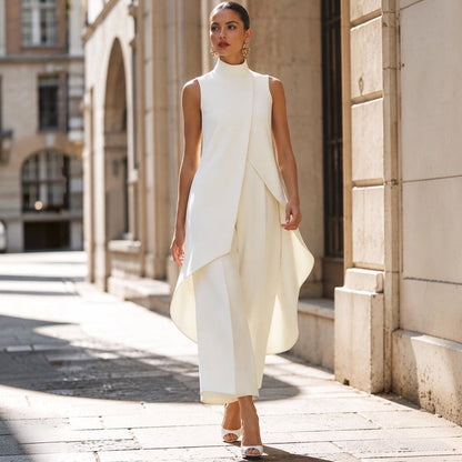 Valentina | Tuta Elegante con Top Drappeggiato a Collo Alto