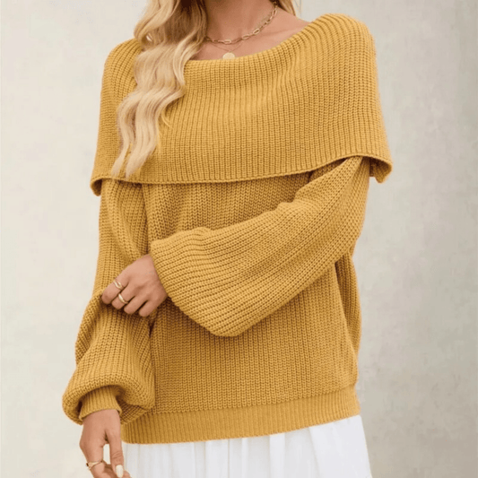 Maglione Donna Maglia Spalle Scoperte - Stile Morbido Chic ed Elegante.