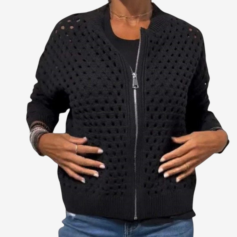 Cardigan da donna a maniche lunghe traforato