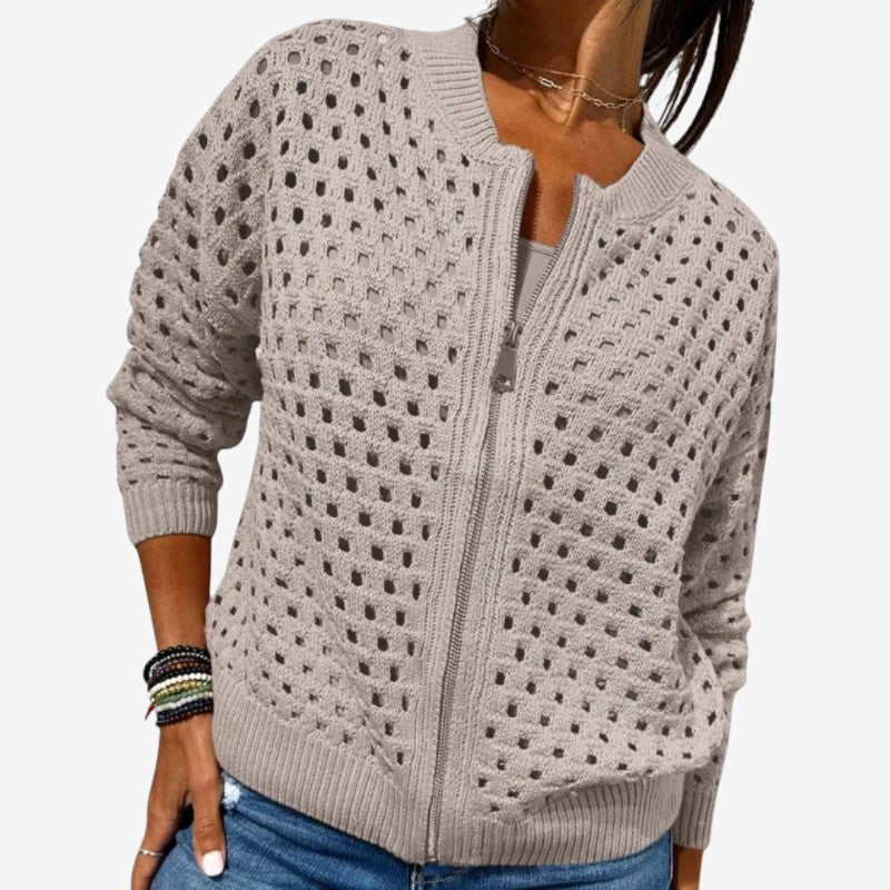 Cardigan da donna a maniche lunghe traforato