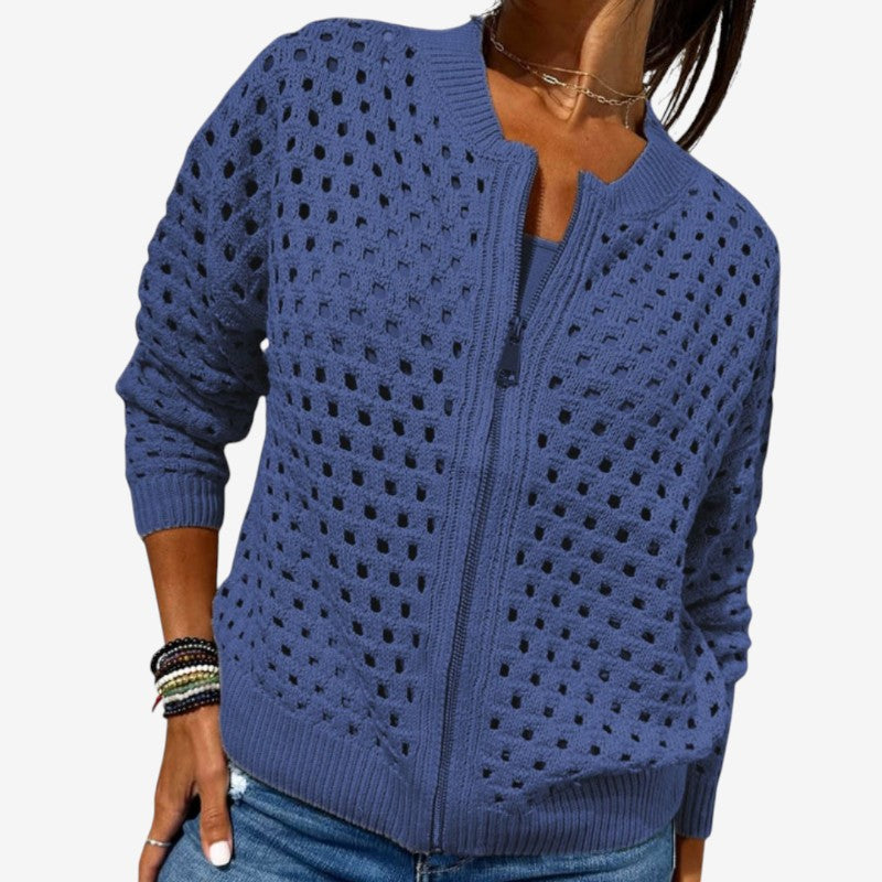 Cardigan da donna a maniche lunghe traforato