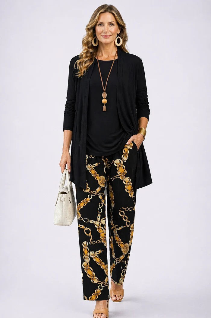 Ornella | Completo Tre Pezzi con Cardigan a Foglie