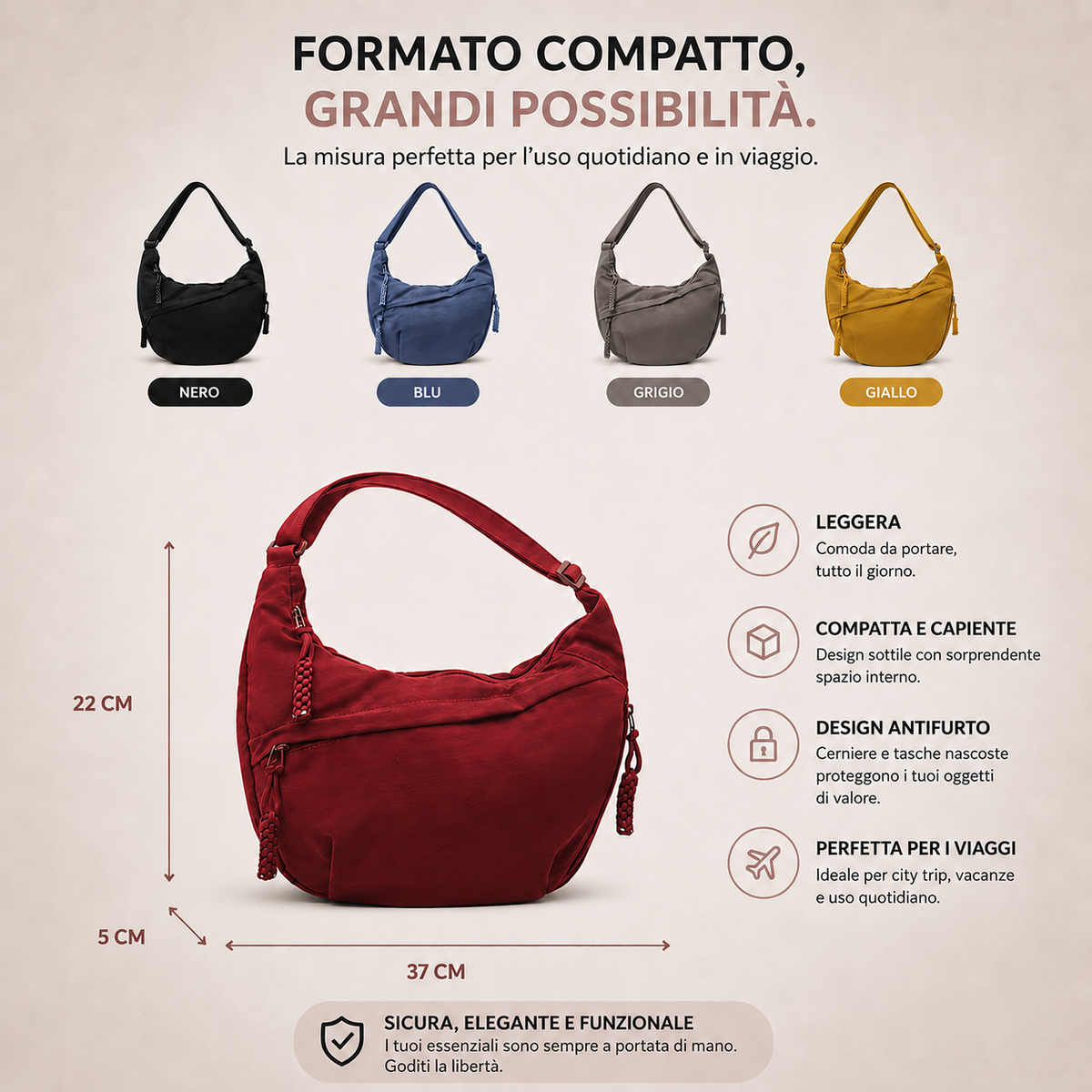 Gaia | Borsa a Spalla a Mezzaluna