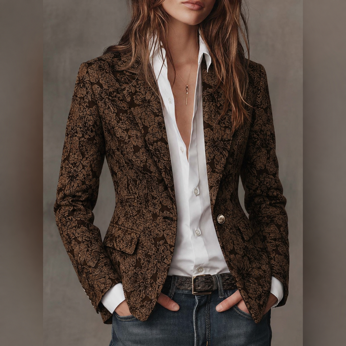 Fiorella | Blazer Elegante in Jacquard a Fiori