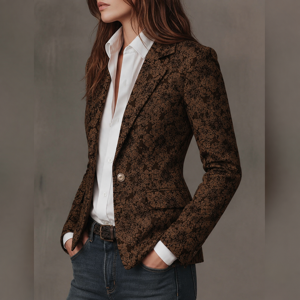 Fiorella | Blazer Elegante in Jacquard a Fiori