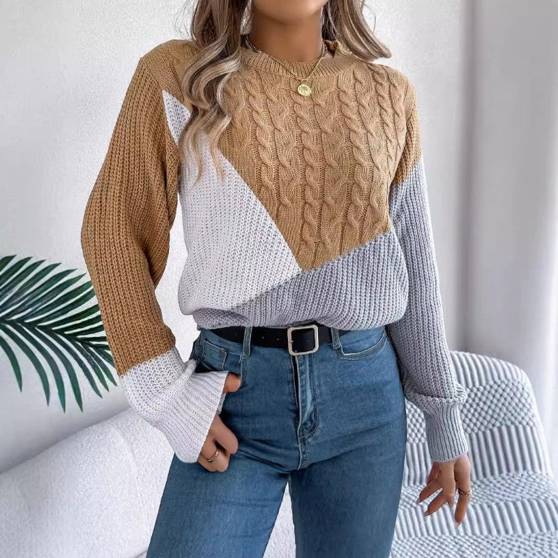 Maglione da donna a maniche lunghe con collo rotondo