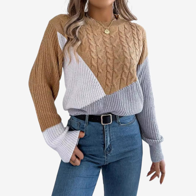 Maglione da donna a maniche lunghe con collo rotondo