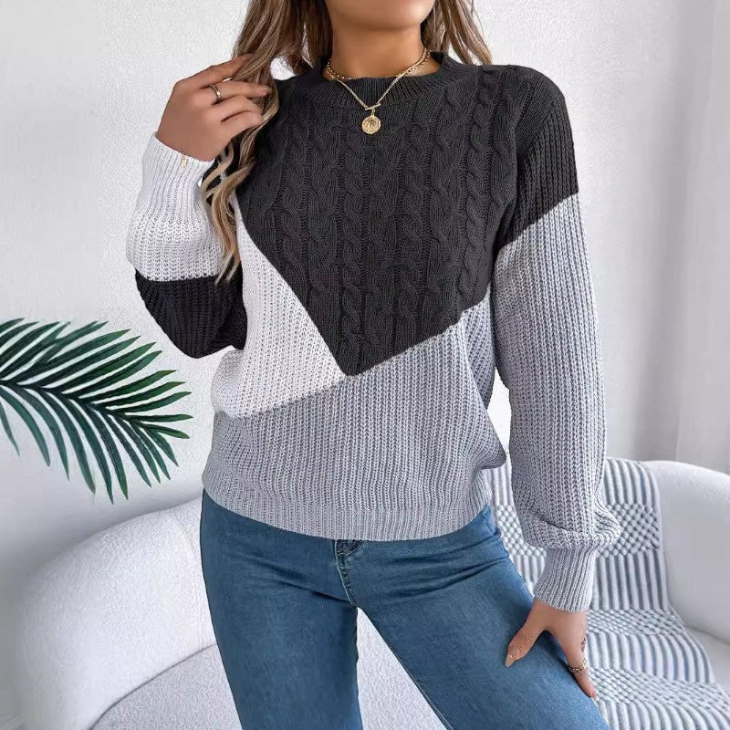 Maglione da donna a maniche lunghe con collo rotondo