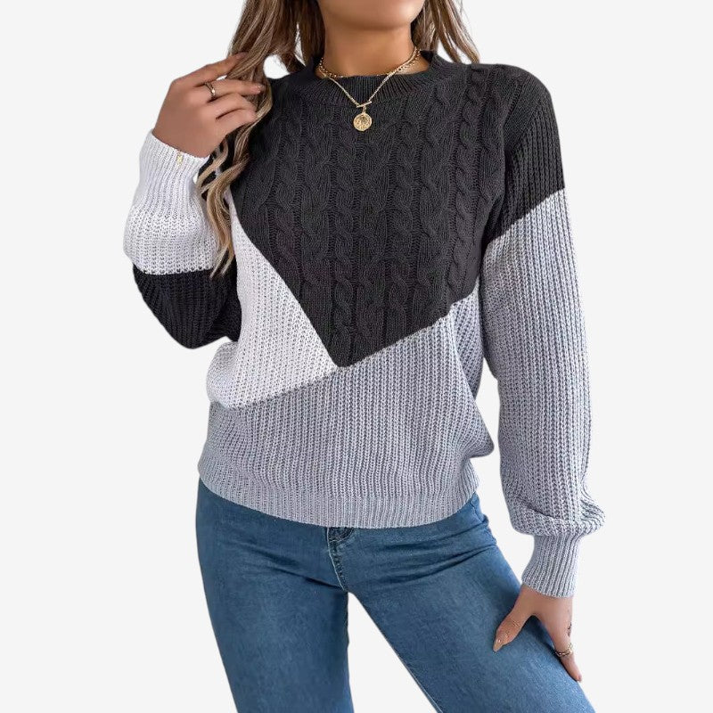 Maglione da donna a maniche lunghe con collo rotondo