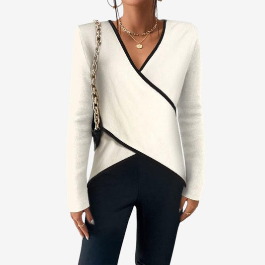 Maglione da donna a maniche lunghe con scollo a V