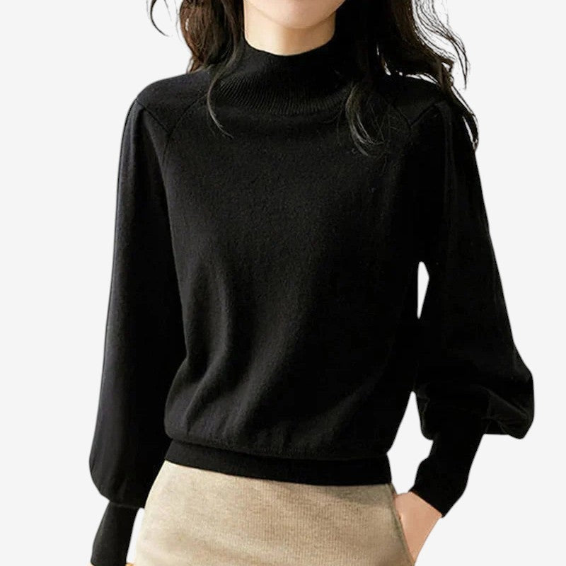 Pullover da donna con maniche a lanterna e collo rotondo