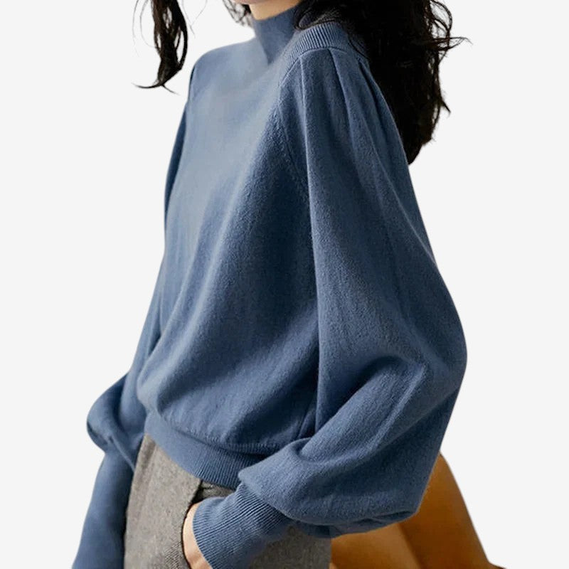 Pullover da donna con maniche a lanterna e collo rotondo