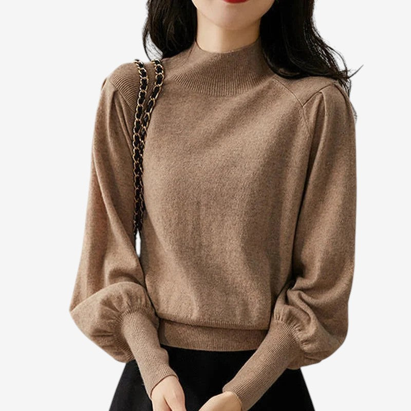 Pullover da donna con maniche a lanterna e collo rotondo