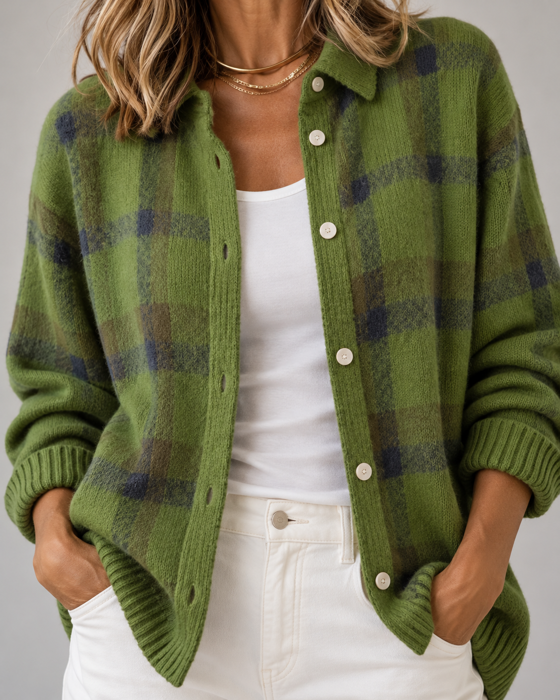 Ilaria | Cardigan Scozzese con Colletto