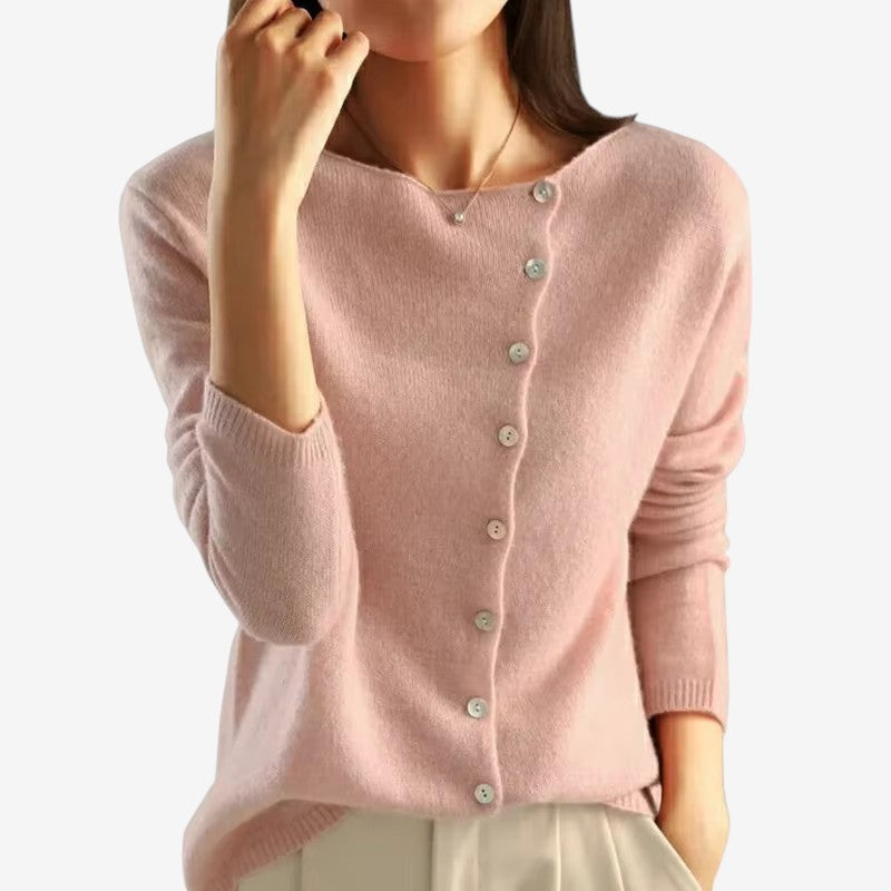 Cardigan da donna con scollo rotondo e bottoni