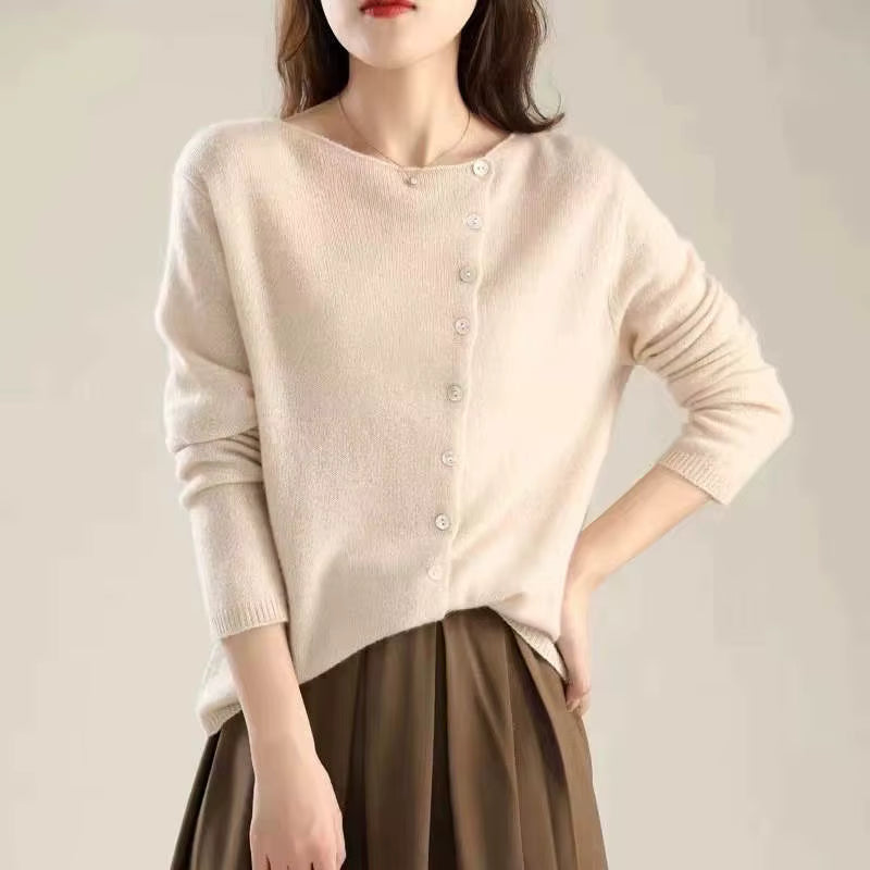 Cardigan da donna con scollo rotondo e bottoni