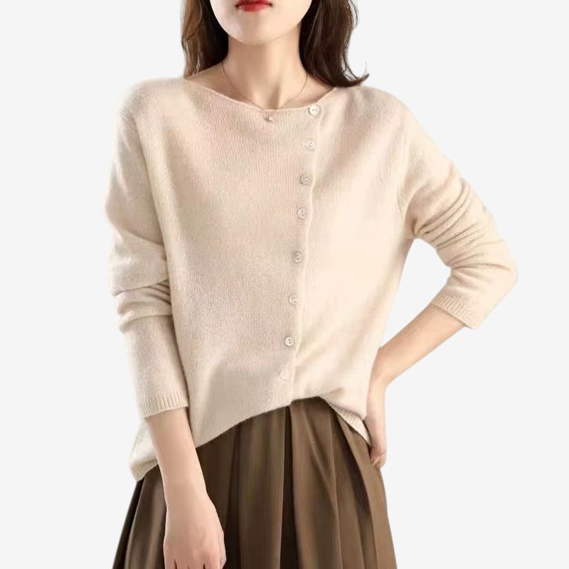 Cardigan da donna con scollo rotondo e bottoni