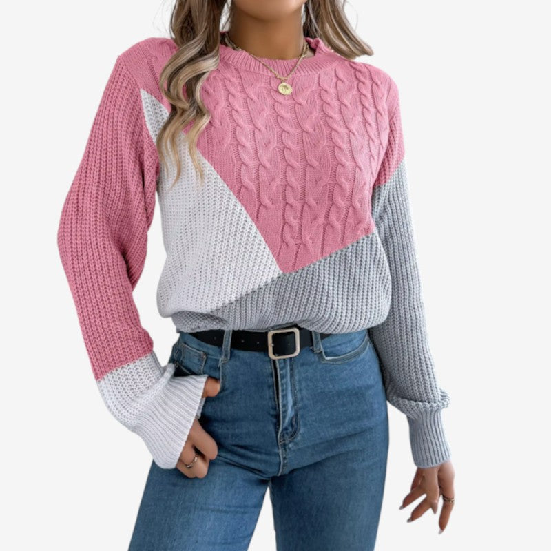 Maglione da donna a maniche lunghe con collo rotondo