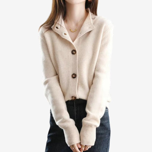 Cardigan da donna oversize a coste con maniche lunghe