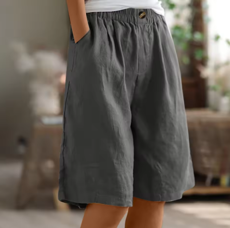 Hana | Pantaloni Corti in Lino con Vita Elasticizzata