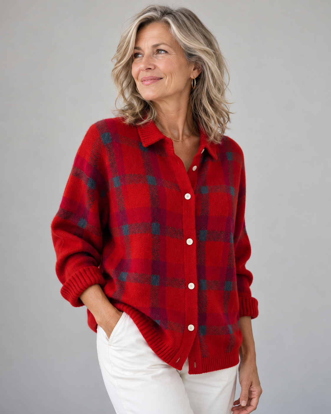 Ilaria | Cardigan Scozzese con Colletto