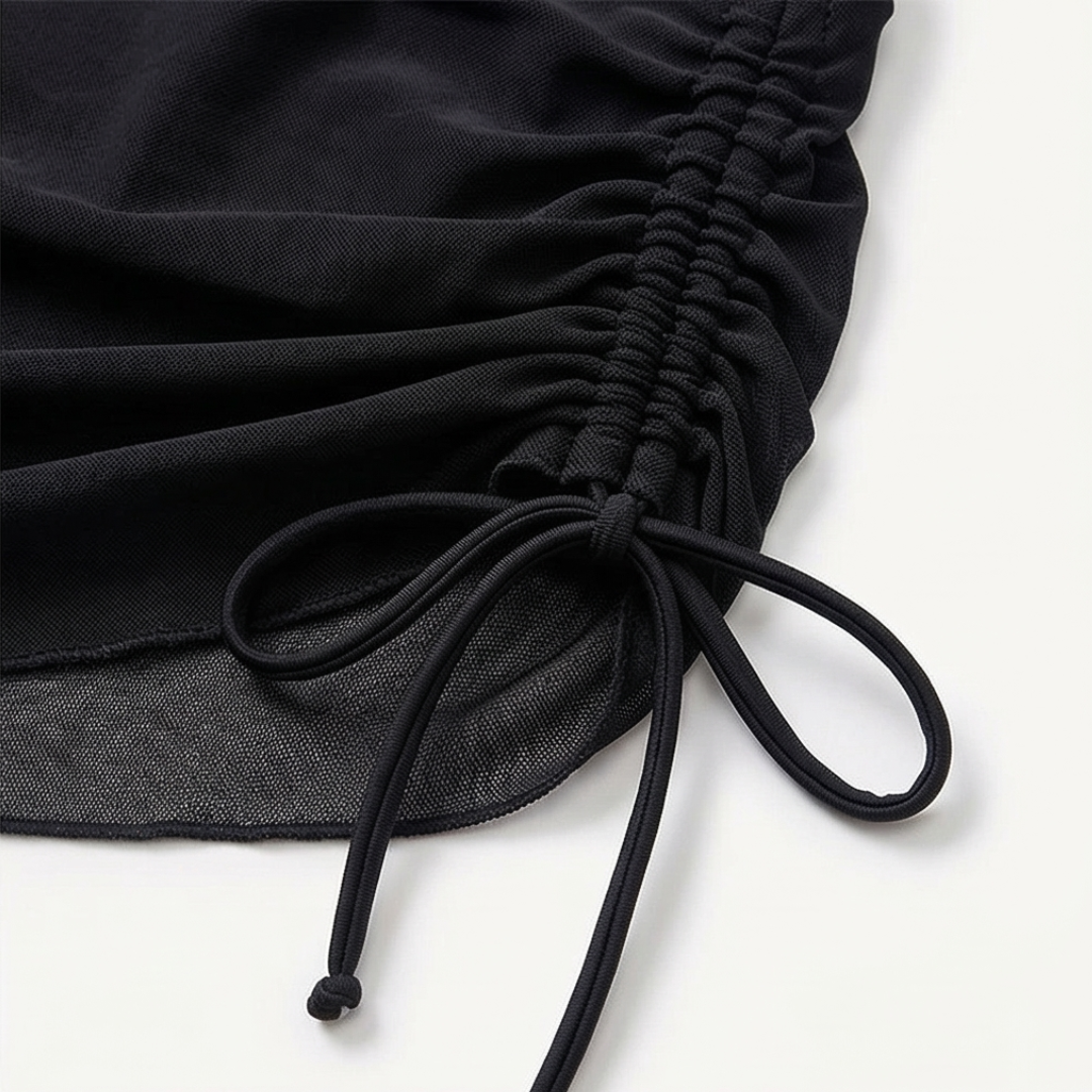 Marella – Set Bikini a Vita Alta in Rete con Gonna Arricciata