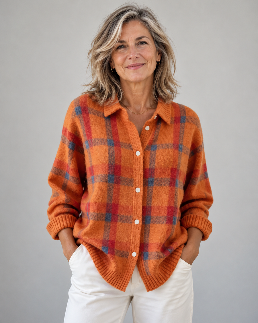 Ilaria | Cardigan Scozzese con Colletto