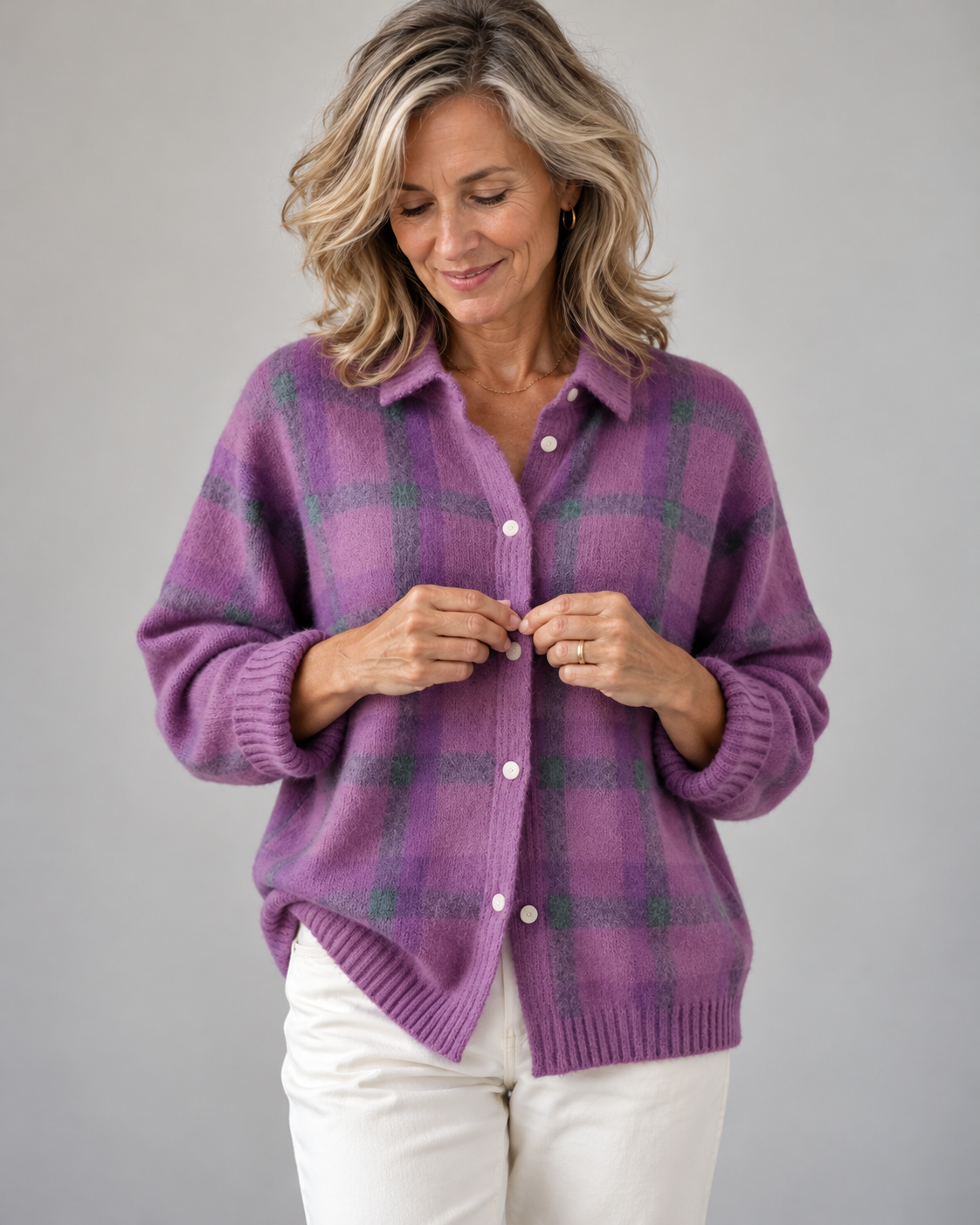 Ilaria | Cardigan Scozzese con Colletto