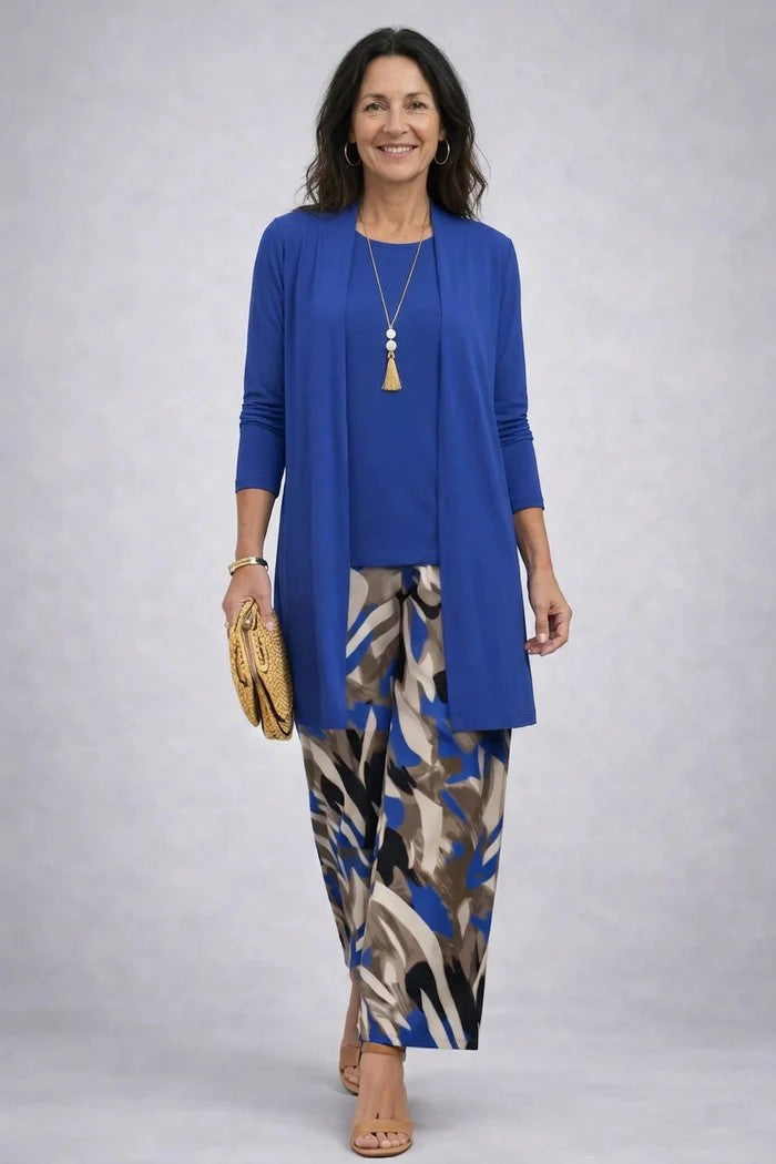 Ornella | Completo Tre Pezzi con Cardigan a Foglie