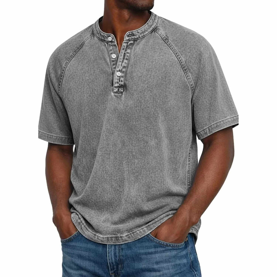 Enzo | Henley Effetto Denim Lavato