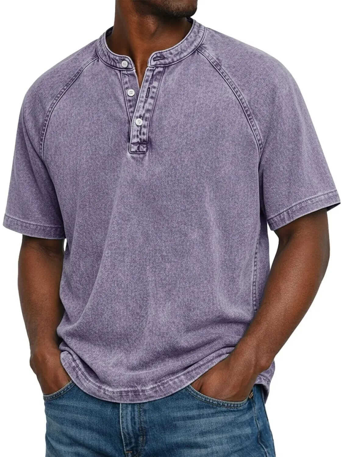 Enzo | Henley Effetto Denim Lavato
