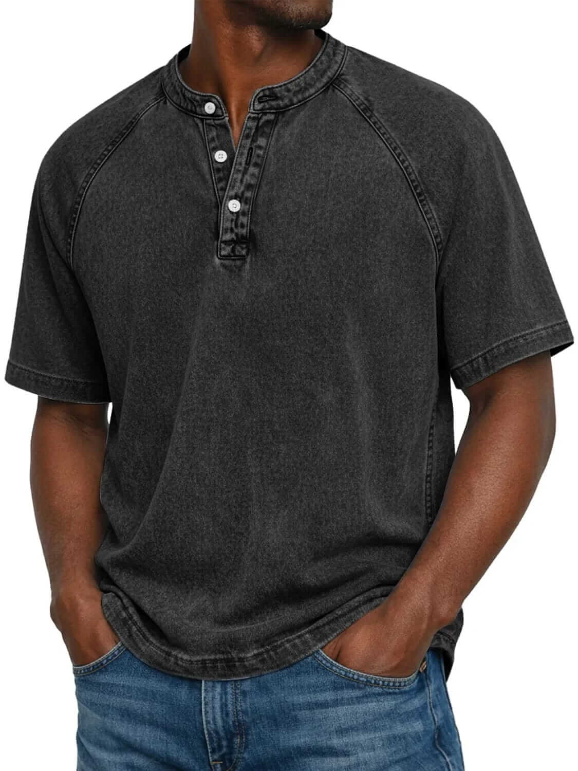 Enzo | Henley Effetto Denim Lavato
