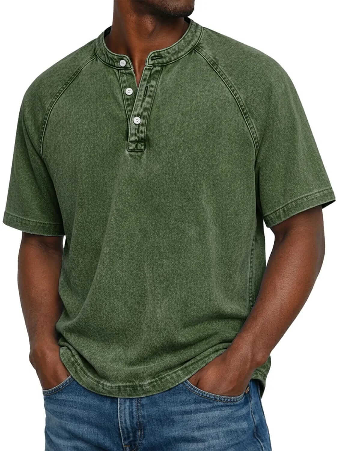 Enzo | Henley Effetto Denim Lavato