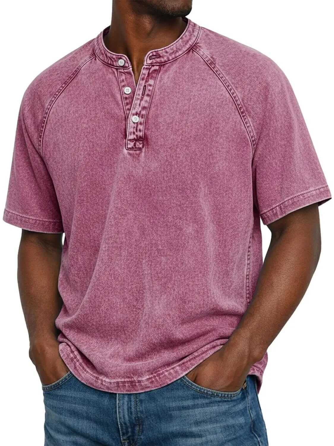 Enzo | Henley Effetto Denim Lavato
