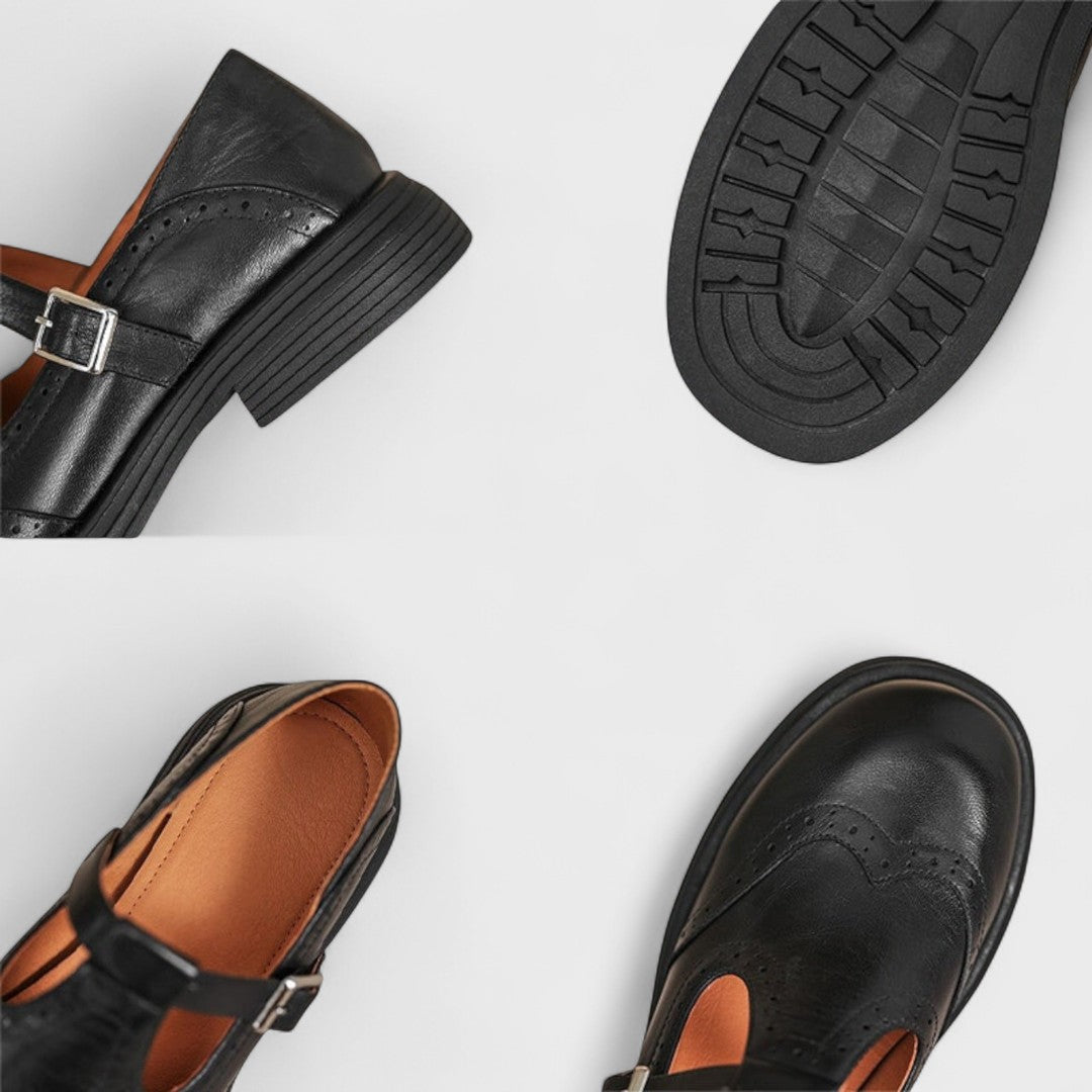 Beatrice | Mary Jane con Cinturino a T in Stile Brogue