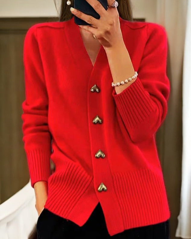 Adele | Cardigan Elegante da Donna con Bottoni a Cuore